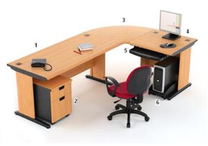 Meja Kantor Highpoint Five Series Cherry Workstation 3